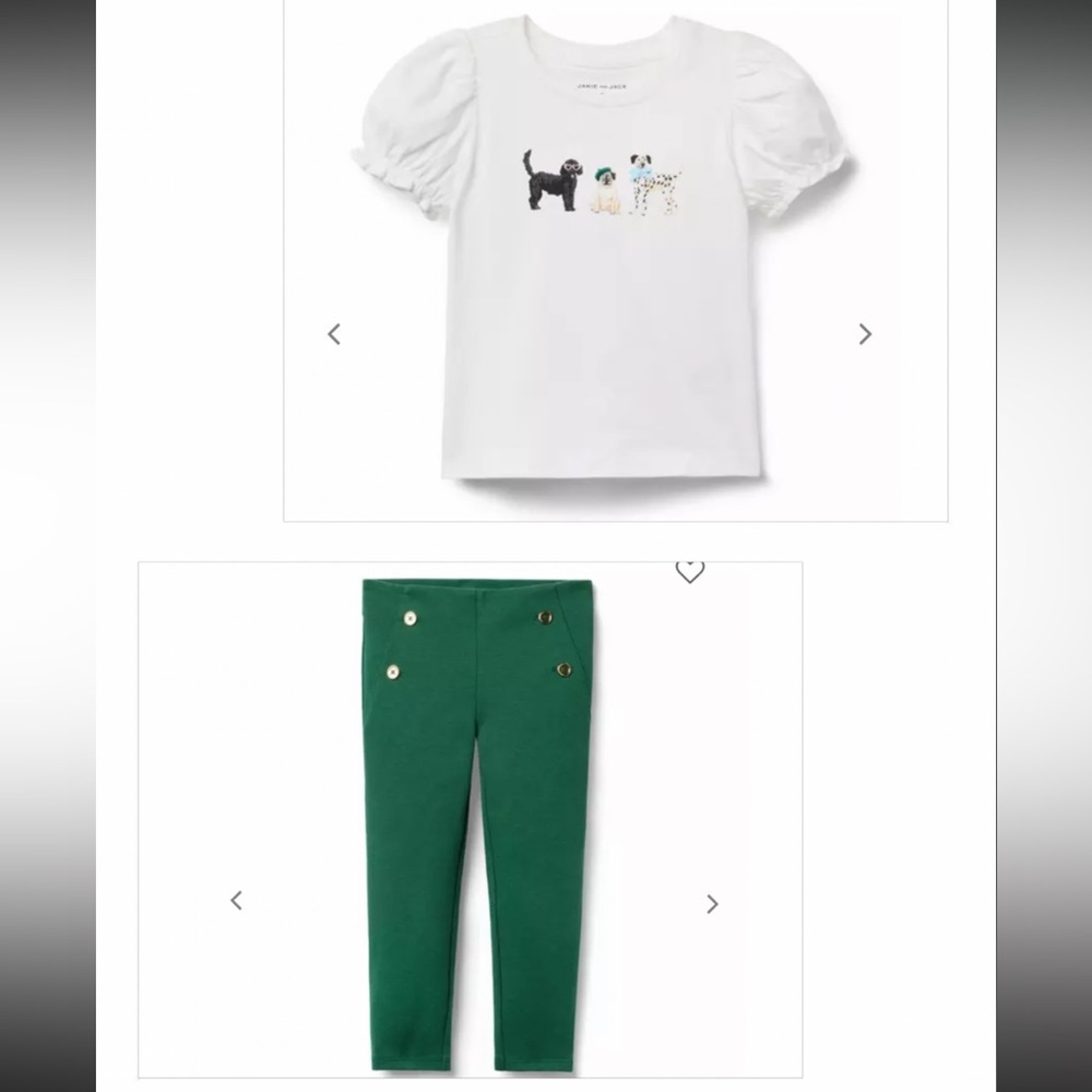 Janie and Jack White and Green Kids Matching Set